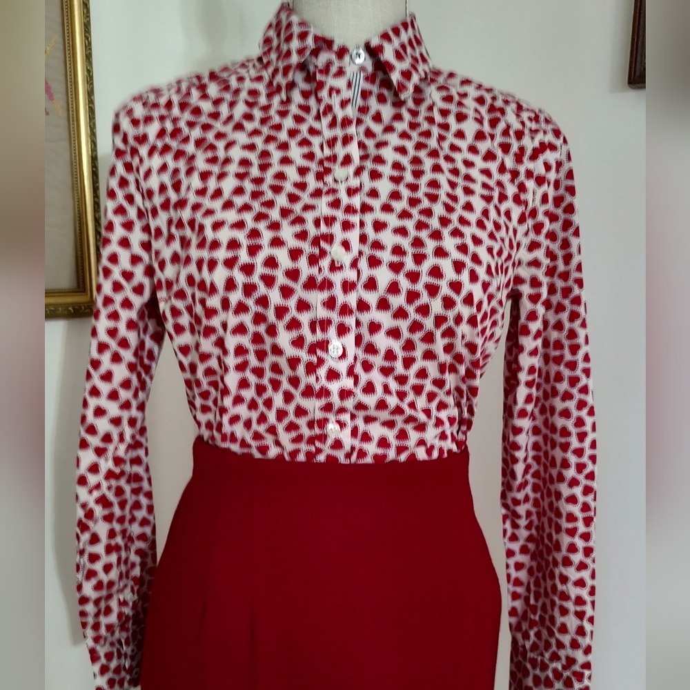 Talbots New Without Tags Heart Button Up - image 1